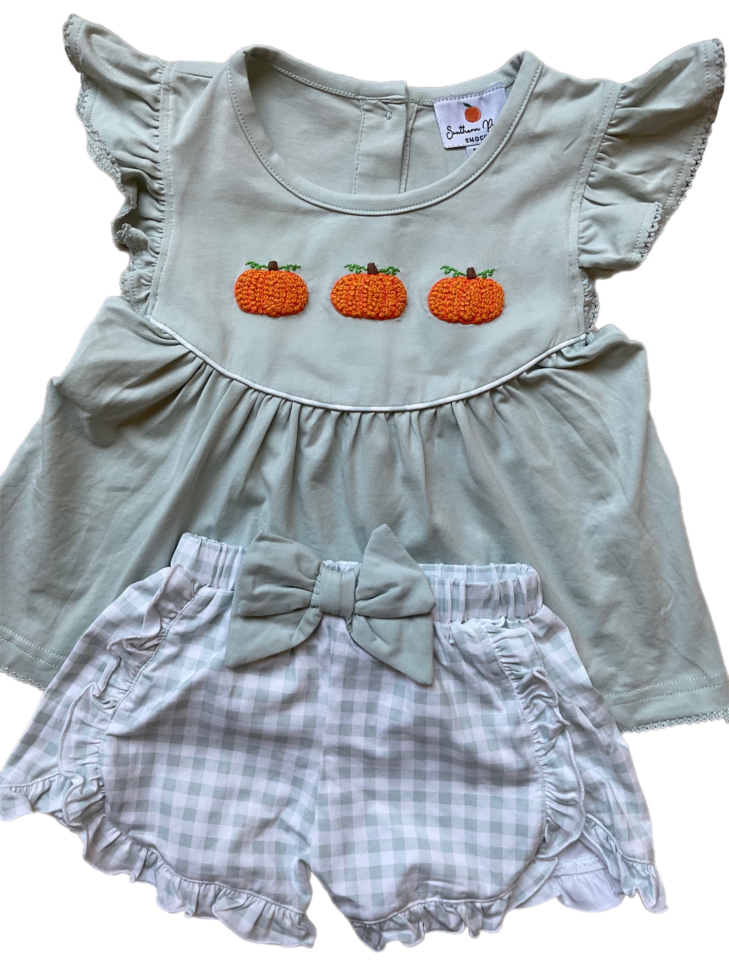 Girl’s Sage Pumpkin Short Set