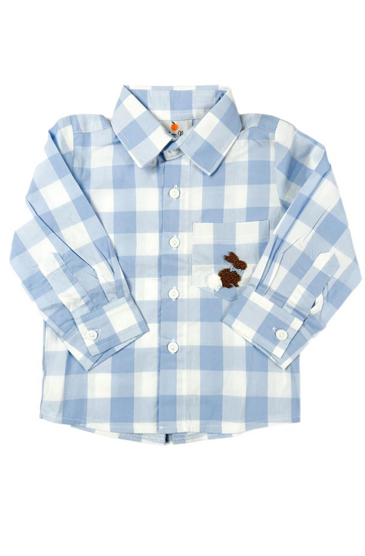 French knot Chocolate Bunny Boy’s Button Up