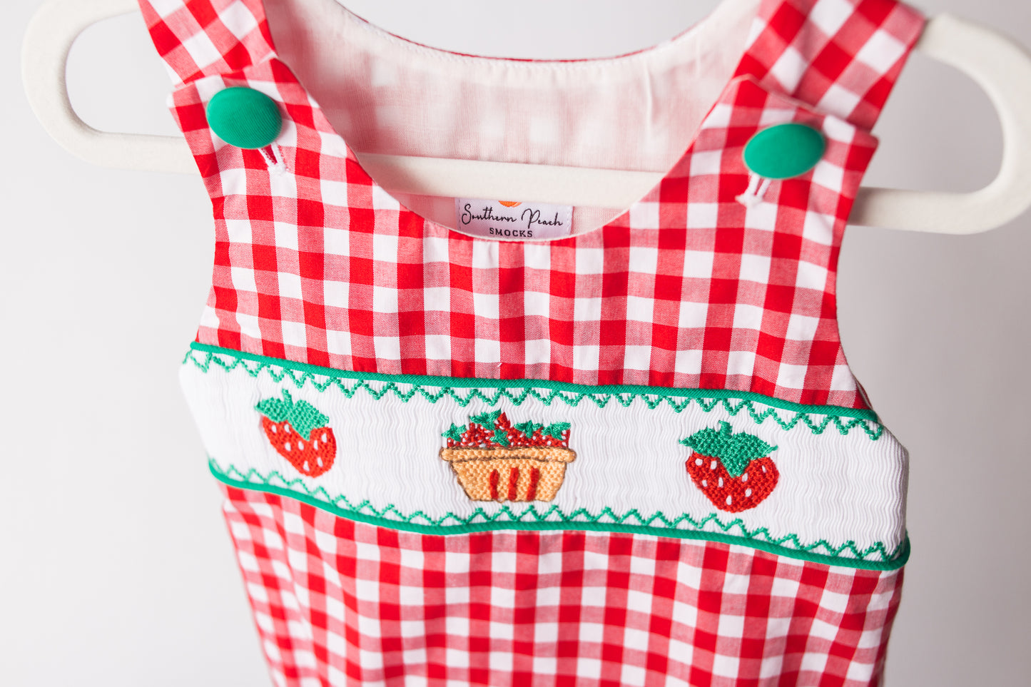 boys smocked strawberries bubble outfit