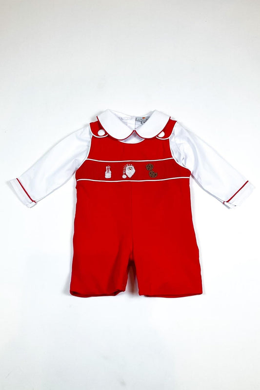 Boy's Hand-smocked Santa, Milk and Cookies Christmas Jon Jon