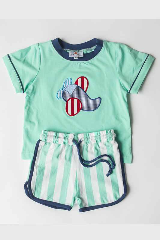 Knit Airplane Short Set