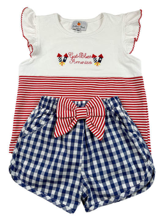God Bless America Girl’s Short Set