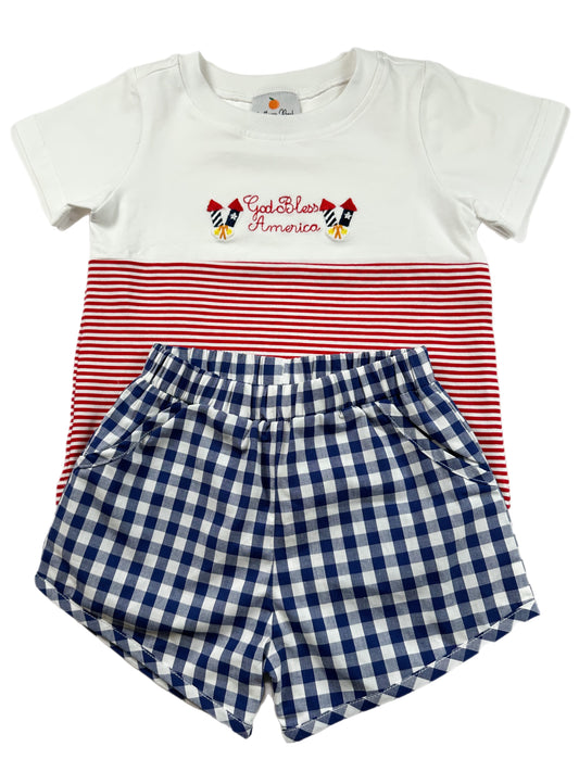 God Bless America Boy’s Short Set