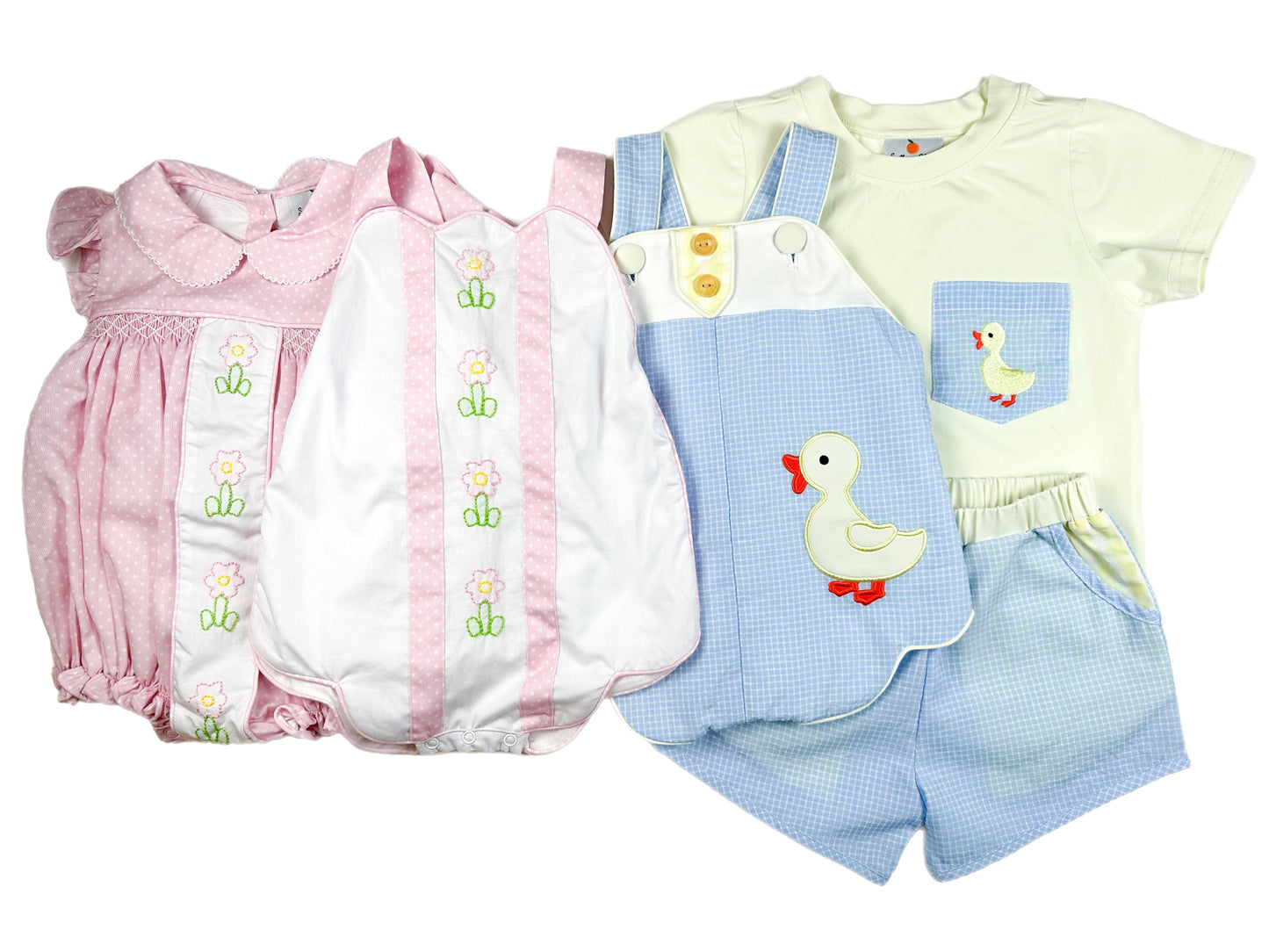 duck short set flowers outfit southern peach smocks