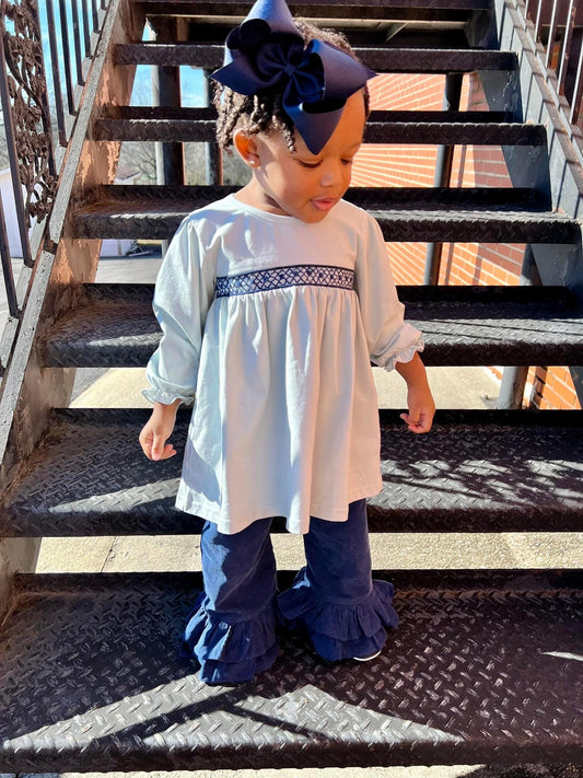 Girl’s Sage & Navy Corduroy Pant Set