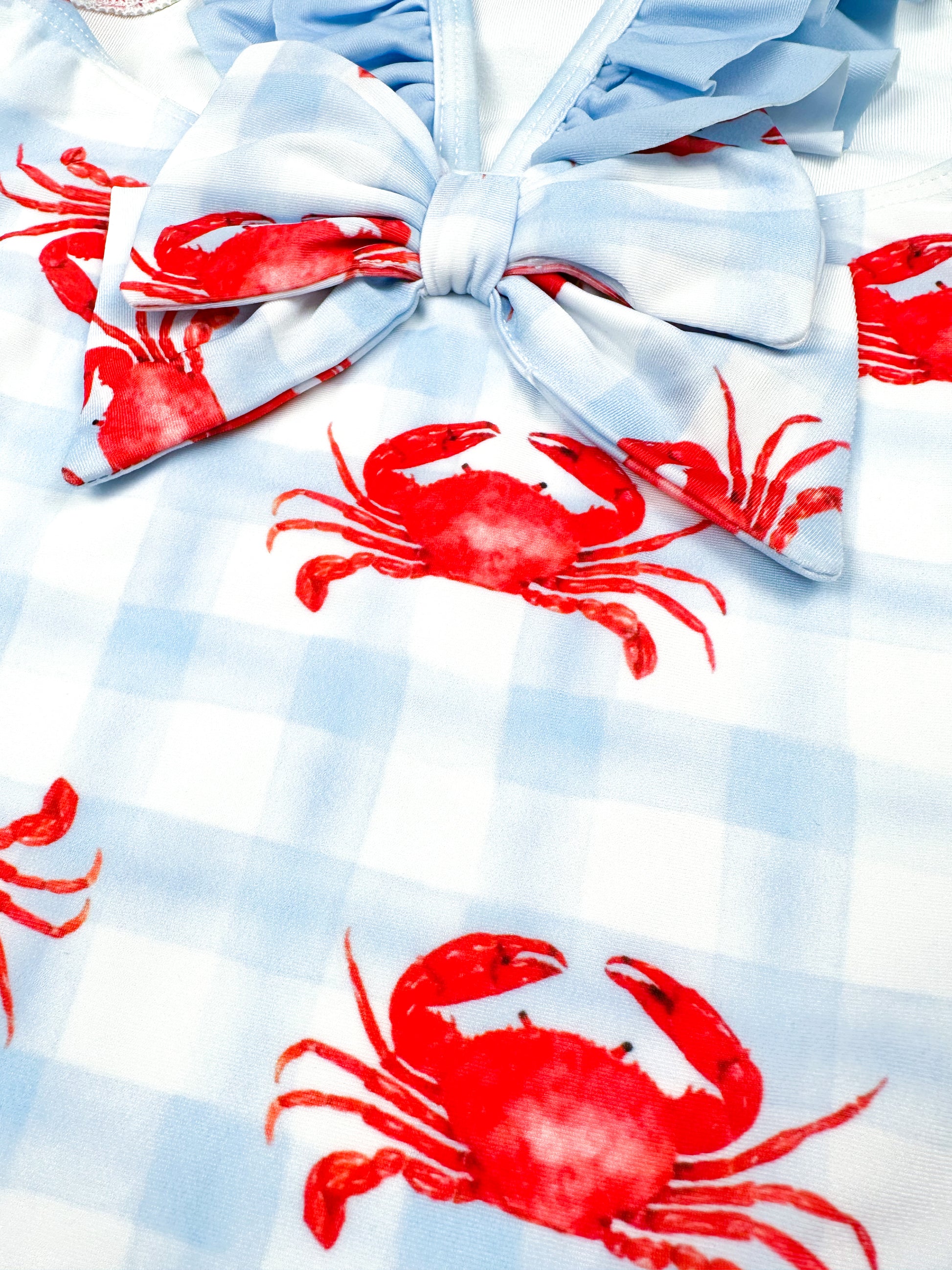 girl's swim swear with crab print