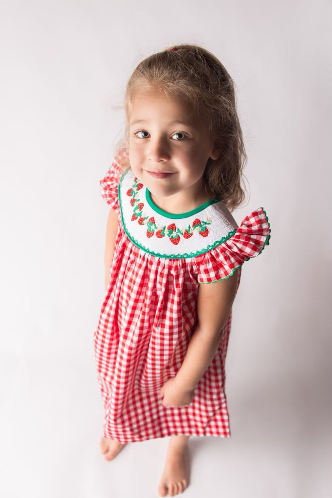 smocked strawberries girls outfit