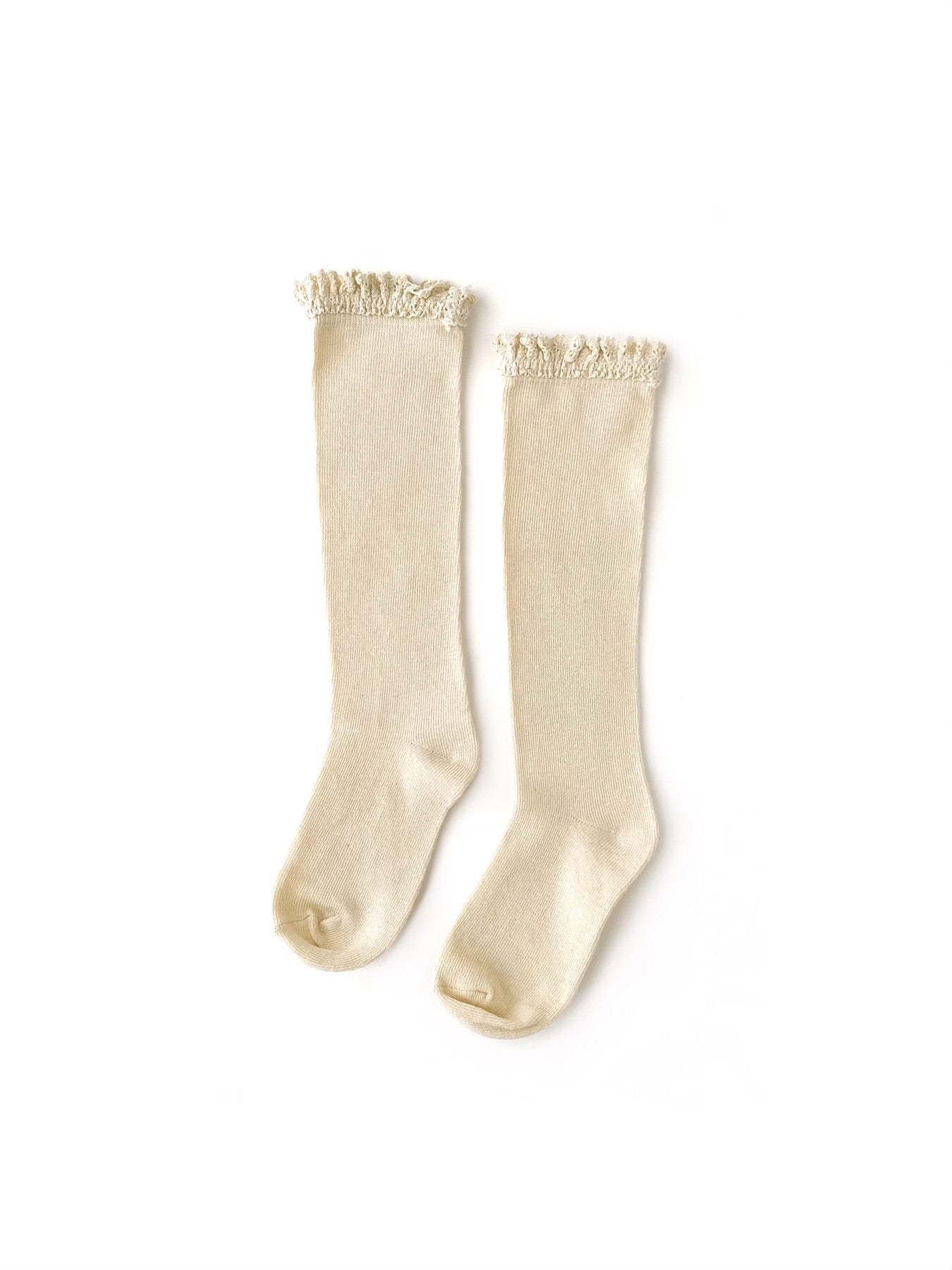 Little Stocking Co. Neutral Lace Top Knee High Socks