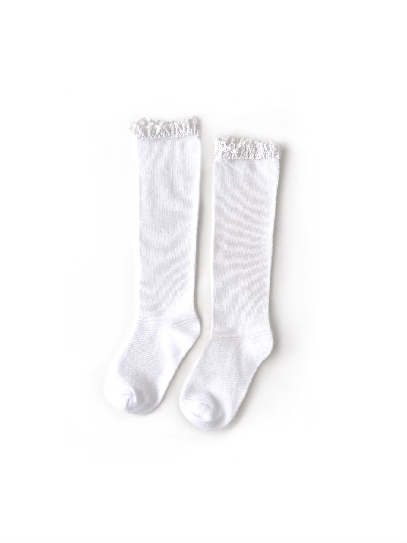 Little Stocking Co. Neutral Lace Top Knee High Socks